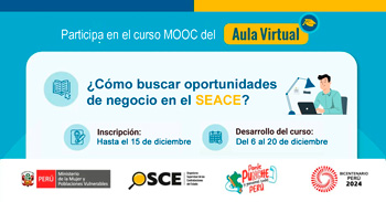 Curso online gratis MOOC "¿Cómo buscar oportunidades de negocio en el SEACE?" del OSCE