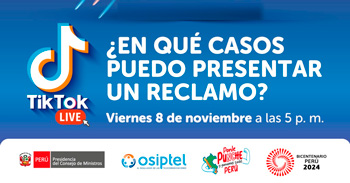 Evento online "¿En qué casos puedo presentar un reclamo?" en OSIPTEL