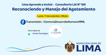 Evento online "Reconociendo y Manejo del Agotamiento" de la Municipalidad de Lima