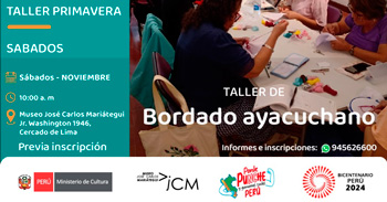 Taller presencial "Bordado Ayacuchano"  del Museo José Carlos Mariátegui