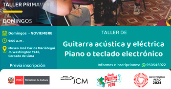 Taller presencial "Guitarra acústica y eléctrica Piano o teclado electrónico" del Museo José Carlos Mariátegui