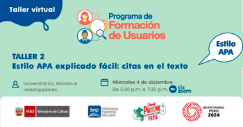 Taller virtual gratis "Estilo APA explicado fácil: citas en el texto" de la BNP