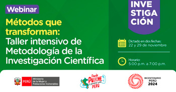 Webinar online "Taller Intensivo de Metodología de la Investigación Científica" del MIMP