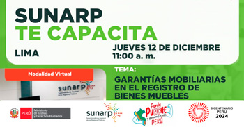 Charla gratis online sobre "Garantías Mobiliarias en el registro de bienes muebles" de la SUNARP