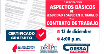 Capacitación online gratis "Aspectos basicos de seguridad y salud en el trabajo y  el contrato de trabajo"