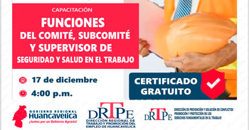 Capacitación online gratis "Funciones del comité, subcomité y supervisor de seguridad y salud en el trabajo" 