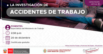 Capacitación online gratis "La investigación de accidentes de trabajo " de la DRTPE de San Martín