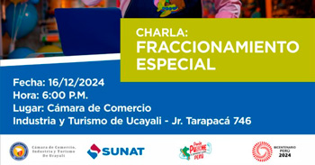 Charla presencial "Fraccionamiento especial"  de la Cámara de Comercio, Industria y Turismo de Ucayali