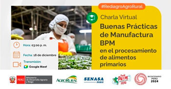 Charla online Buenas Prácticas de Manufactura BPM en el procesamiento de alimentos primarios