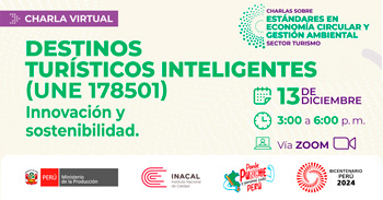 Charla online "Destinos Turísticos Inteligentes (UNE 178501), Innovación y sostenibilidad"