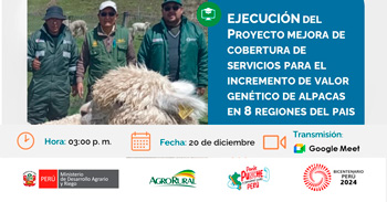 Charla online Ejecución del proyecto mejora de cobertura de servicios para el incremento de valor genético de alpacas