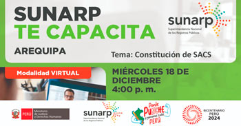 Charla online gratis "Constitución de Sociedades por Acciones Cerrada Simplificada - SACS" de la SUNARP