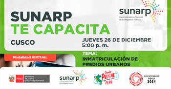 Charla online gratis "Inmatriculación de predios urbanos" de la SUNARP