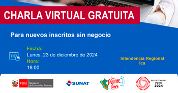 Charla online gratis "Para nuevos inscritos sin negocio" de la SUNAT