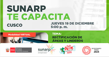 Charla online gratis "Rectificación de áreas y linderos" de la SUNARP