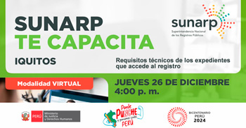 Charla online gratis "Requisitos técnicos de los expedientes que accede al registro" de la SUNARP