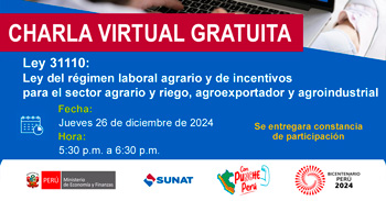 Charla online Ley del régimen laboral agrario y de incentivos para el sector agrario y riego, agroexportador