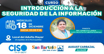 Curso presencial Introducción a la Seguridad de la Información de la Municipalidad Distrital de San Bartolo  