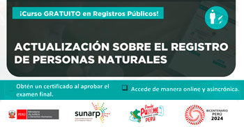 Curso online gratis con certificado "Actualización en el Registro de Personas Naturales" de la SUNARP