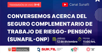 Evento online gratis "Conversemos acerca del seguro completamente de trabajo de riesgo"  de la SUNAFIL