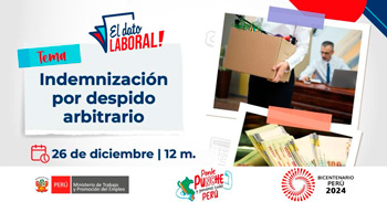 Evento online gratis "Indemnización por despido arbitrario" del MTPE