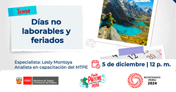 Evento online gratis "Días no laborables y feriados" del MTPE