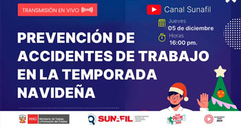 Evento online gratis "Prevención de accidentes de trabajo en la temporada navideña"  de la SUNAFIL