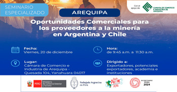 Seminario presencial gratis"Oportunidades Comerciales para proveedores a la minería en Argentina y Chile" 