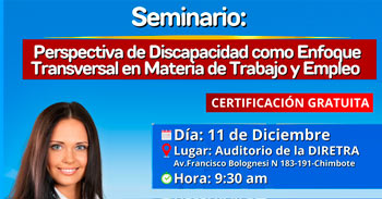 Seminario presencial gratis "Perspectiva de discapacidad como enfoque transversal en materia de trabajo"  