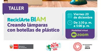 Taller online "Creando lámparas con botellas de plástico" del MINAM