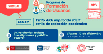 Taller virtual gratis "Estilo APA explicado fácil: estilo de redacción académica" BNP