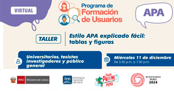 Taller virtual gratis "Estilo APA explicado fácil: tablas y figuras" BNP