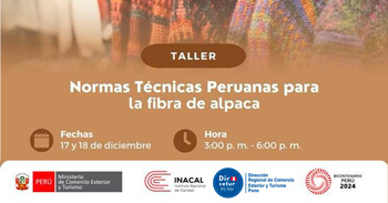 Taller online "Normas Técnicas Peruanas para fibra de alpaca"  del MINCETUR