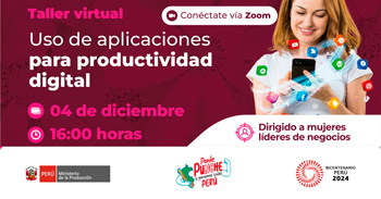 Taller online "Uso de aplicaciones para productividad digital" del PRODUCE