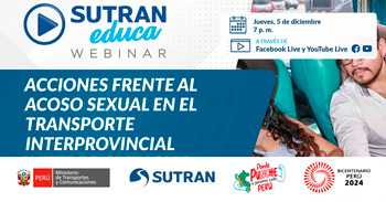 Webinar online "Acciones frente al acoso sexual en el transporte interprovincial"  de la SUTRAN