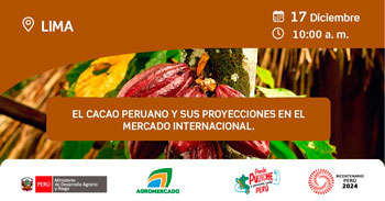 Webinar online "El cacao peruano y sus proyecciones en el mercado internacional" de Sierra y Selva Exportadora