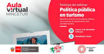 Webinar online gratis "Política pública en turismo" del MINCETUR