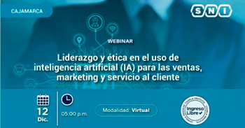 Webinar online "Liderazgo y ética en el uso de inteligencia artificial para las ventas, marketing" de la SNI