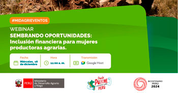 Webinar online "Sembrando oportunidades: Inclusión financiera para mujeres productoras agrarias" del MIDAGRI