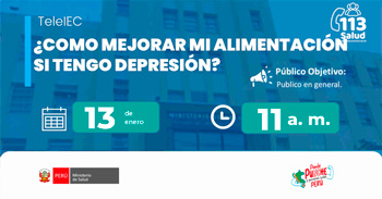 Capacitación online gratis "¿Como mejorar mi alimentación si tengo depresión?" del  MINSA