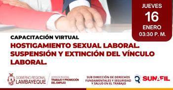  Capacitación online "Hostigamiento sexual laboral. Suspensión y extinción del vinculo laboral." 