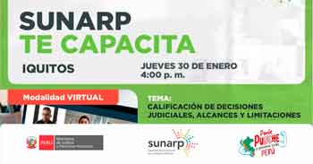  Charla online gratis "Calificación de decisiones judiciales, alcances y limitaciones" de la SUNARP