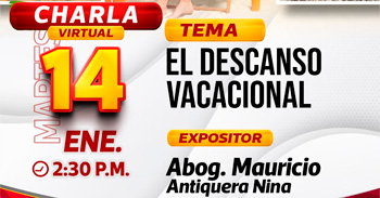 Charla online gratis "El Descanso Vacacional" de la DRTPE de Tacna