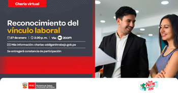 Charla online gratis "Reconocimiento del vínculo laboral" del MTPE