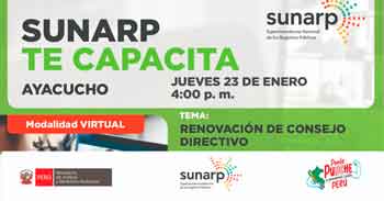  Charla online gratis "Renoavión de consejo directivo" de la SUNARP