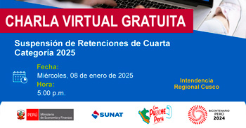 Charla online "Suspensión de Retenciones de Cuarta Categoría 2025" de la SUNAT