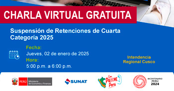 Charla online "Suspensión de Retenciones de Cuarta Categoría 2025" de la SUNAT