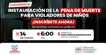 Conferencia online y presencial " Instauración de la pena de muerte para violadores de niños " 