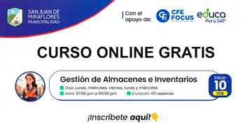  Curso online gratis "Gestión de Almacenes e Inventarios" de la Municipalidad de San Juan de Miraflores