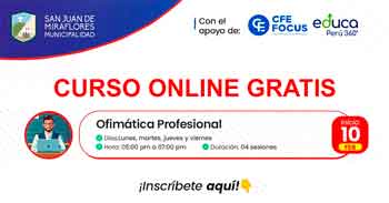  Curso online gratis "Ofimática Profesional" de la Municipalidad de San Juan de Miraflores